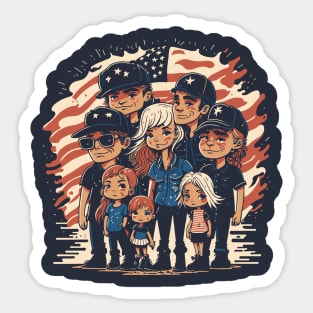 Patriotic American Family Sticker